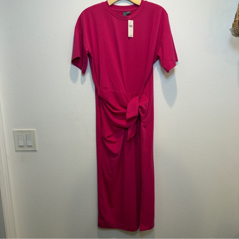 NWT Sweaty Betty Mellow Front Midi T-Shirt Dress Anthropology Pink Small - Picture 2 of 7